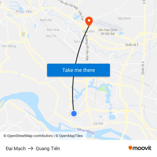 Đại Mạch to Quang Tiến map