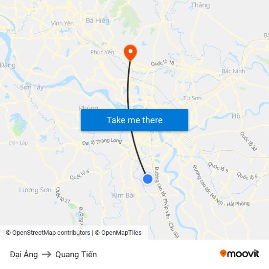Đại Áng to Quang Tiến map