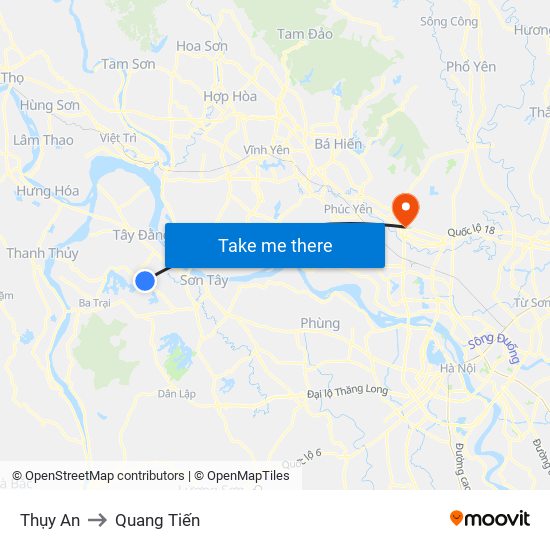 Thụy An to Quang Tiến map