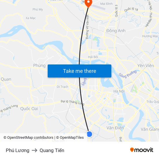 Phú Lương to Quang Tiến map