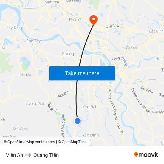 Viên An to Quang Tiến map