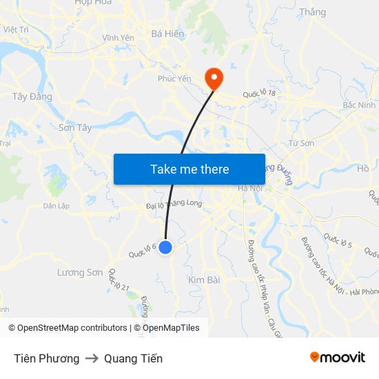 Tiên Phương to Quang Tiến map