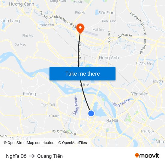 Nghĩa Đô to Quang Tiến map