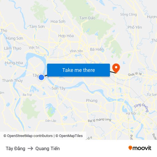 Tây Đằng to Quang Tiến map