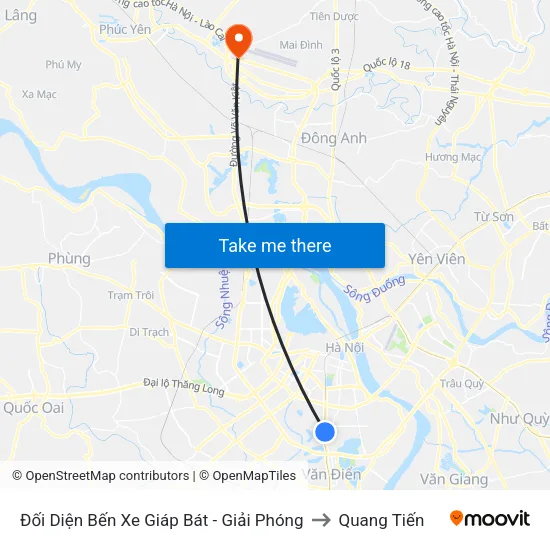 Đối Diện Bến Xe Giáp Bát - Giải Phóng to Quang Tiến map