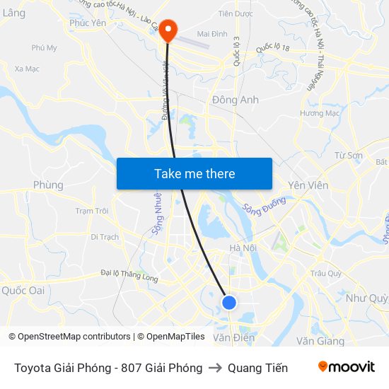 Toyota Giải Phóng - 807 Giải Phóng to Quang Tiến map