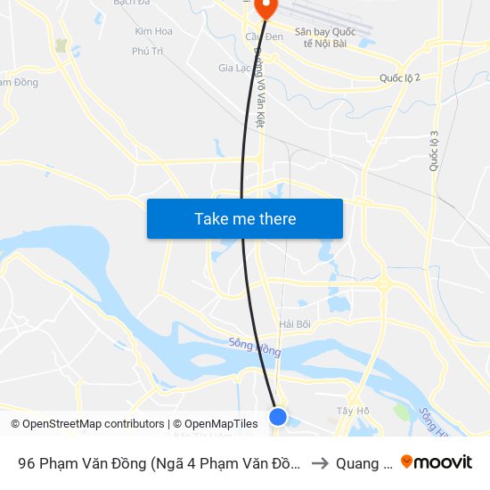 96 Phạm Văn Đồng (Ngã 4 Phạm Văn Đồng - Xuân Đỉnh) to Quang Tiến map