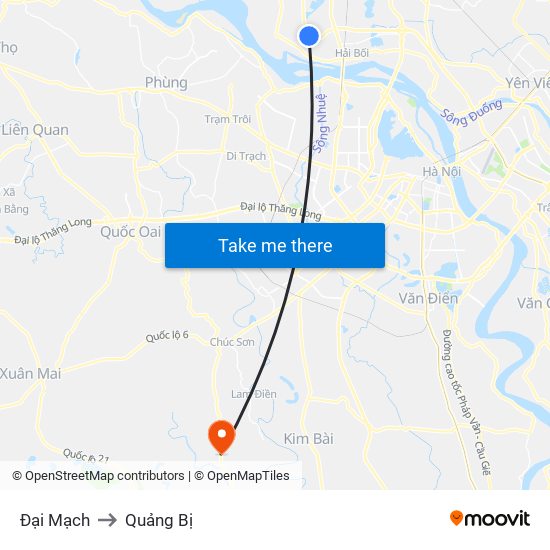 Đại Mạch to Quảng Bị map