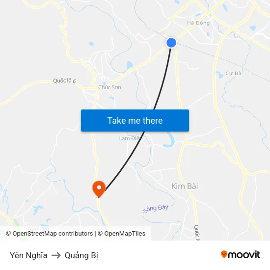 Yên Nghĩa to Quảng Bị map