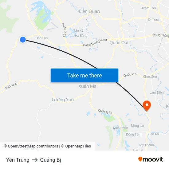 Yên Trung to Quảng Bị map