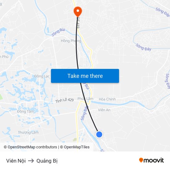 Viên Nội to Quảng Bị map