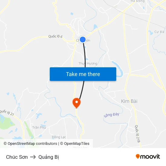 Chúc Sơn to Quảng Bị map