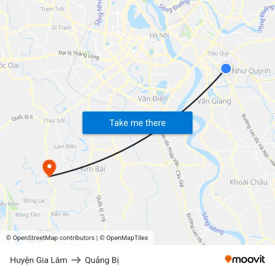 Huyện Gia Lâm to Quảng Bị map