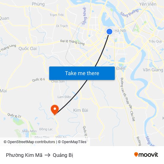 Phường Kim Mã to Quảng Bị map