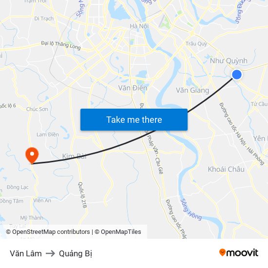 Văn Lâm to Quảng Bị map