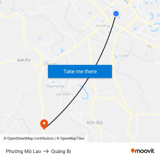 Phường Mộ Lao to Quảng Bị map