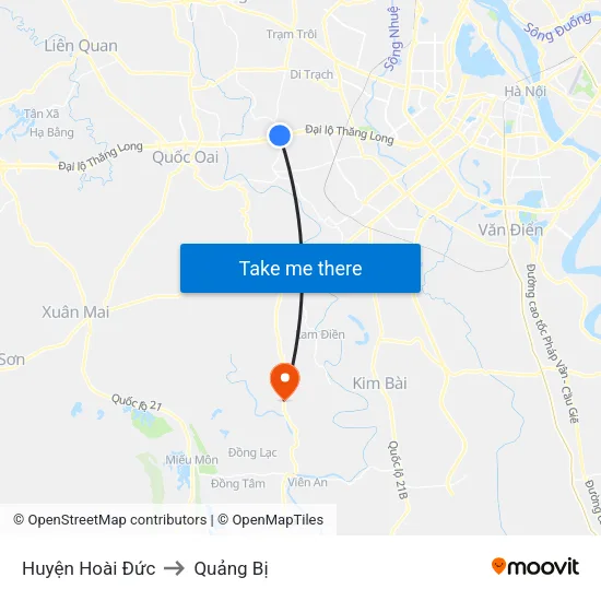 Huyện Hoài Đức to Quảng Bị map