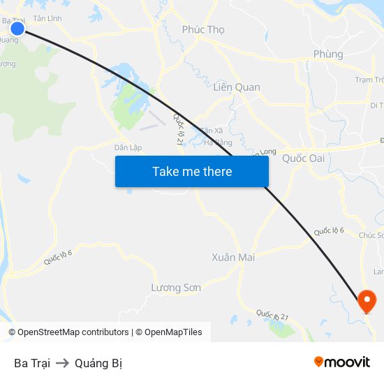 Ba Trại to Quảng Bị map