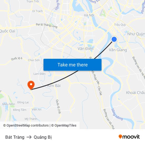 Bát Tràng to Quảng Bị map