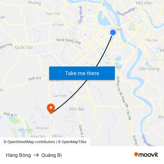 Hàng Bông to Quảng Bị map