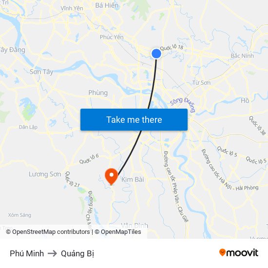 Phú Minh to Quảng Bị map