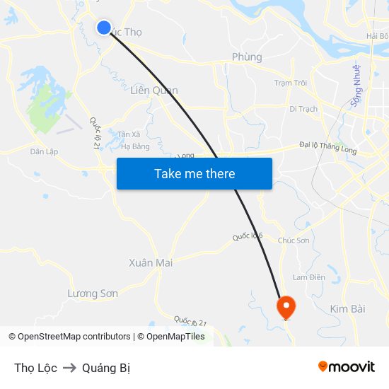 Thọ Lộc to Quảng Bị map