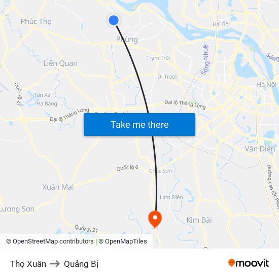 Thọ Xuân to Quảng Bị map