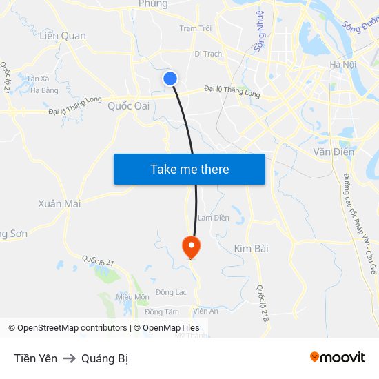 Tiền Yên to Quảng Bị map