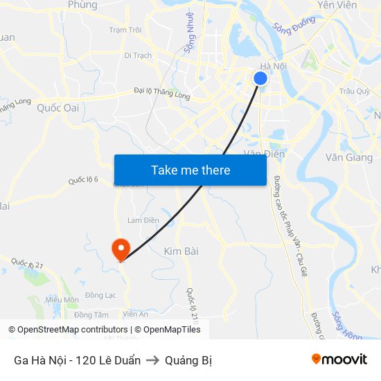 Ga Hà Nội - 120 Lê Duẩn to Quảng Bị map