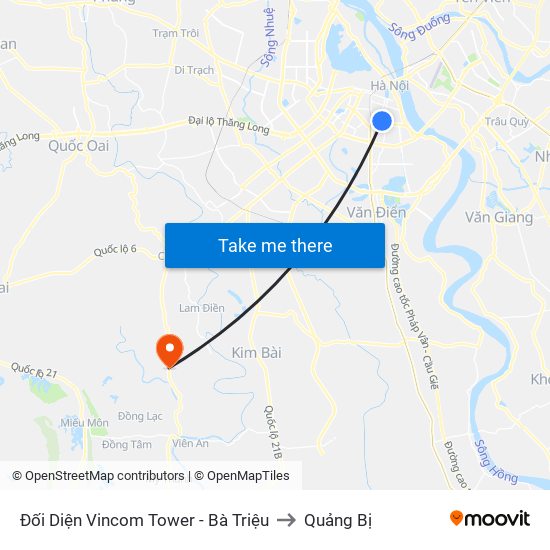 Đối Diện Vincom Tower - Bà Triệu to Quảng Bị map