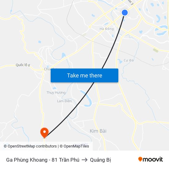 Ga Phùng Khoang - 81 Trần Phú to Quảng Bị map