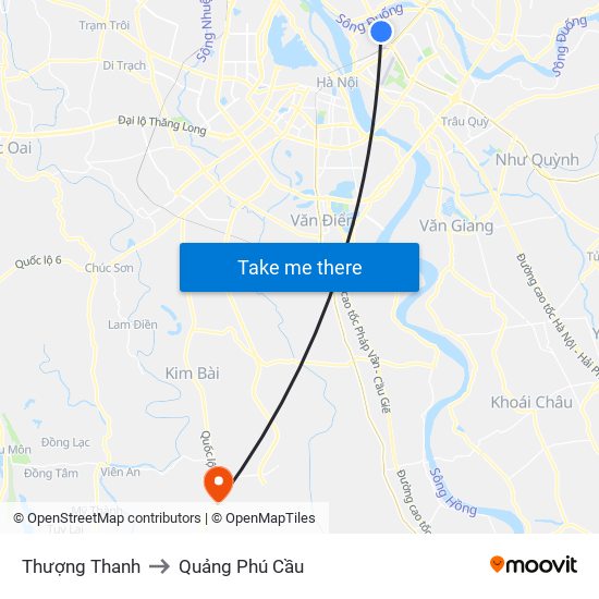 Thượng Thanh to Quảng Phú Cầu map