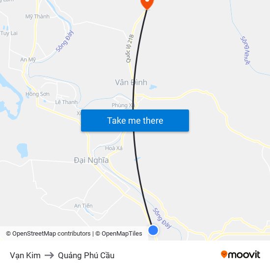 Vạn Kim to Quảng Phú Cầu map