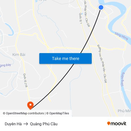 Duyên Hà to Quảng Phú Cầu map