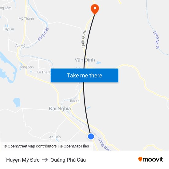 Huyện Mỹ Đức to Quảng Phú Cầu map