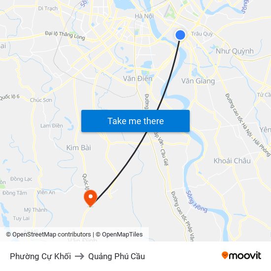 Phường Cự Khối to Quảng Phú Cầu map