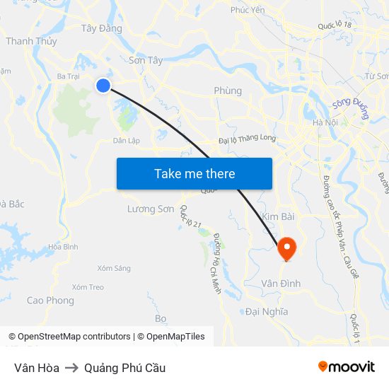 Vân Hòa to Quảng Phú Cầu map