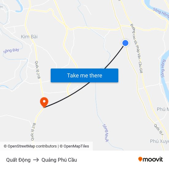 Quất Động to Quảng Phú Cầu map