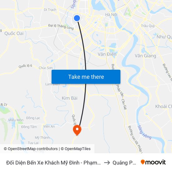 Đối Diện Bến Xe Khách Mỹ Đình - Phạm Hùng (Cột Trước) to Quảng Phú Cầu map