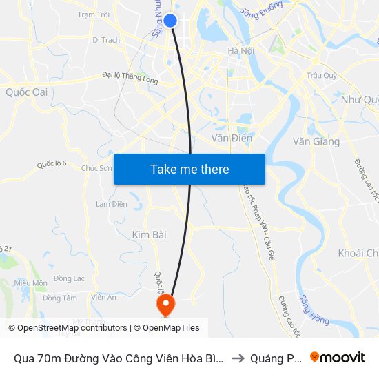 Qua 70m Đường Vào Công Viên Hòa Bình - Phạm Văn Đồng to Quảng Phú Cầu map