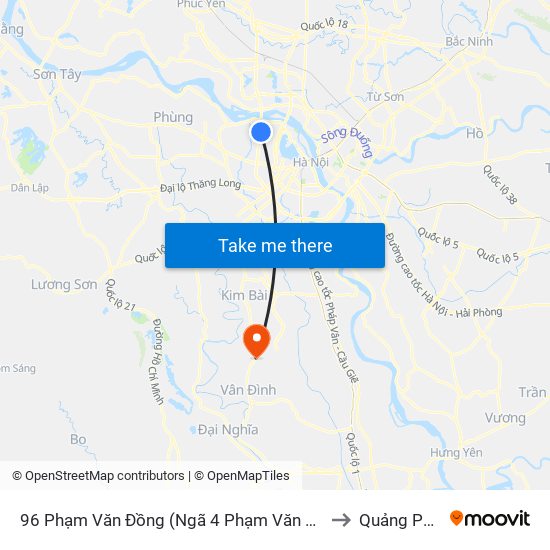 96 Phạm Văn Đồng (Ngã 4 Phạm Văn Đồng - Xuân Đỉnh) to Quảng Phú Cầu map