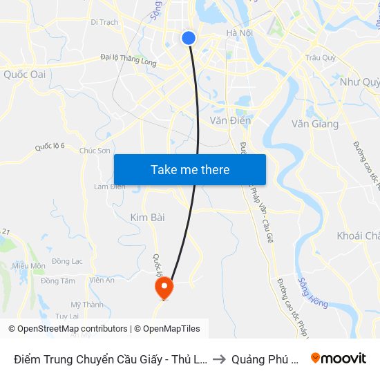 Điểm Trung Chuyển Cầu Giấy - Thủ Lệ 02 to Quảng Phú Cầu map