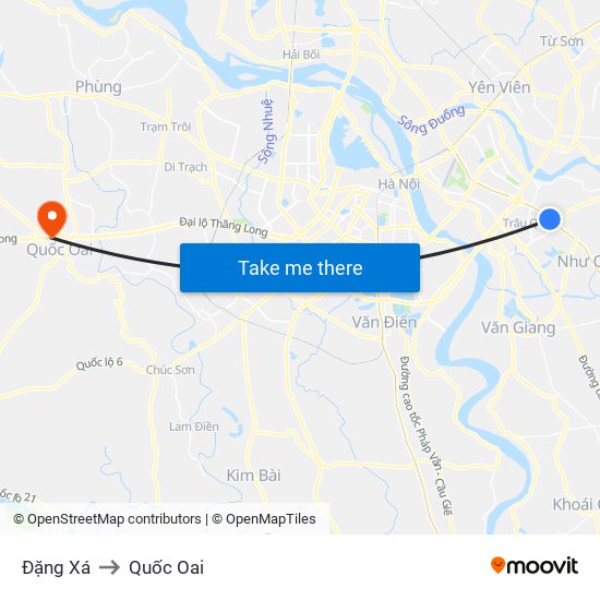 Đặng Xá to Quốc Oai map