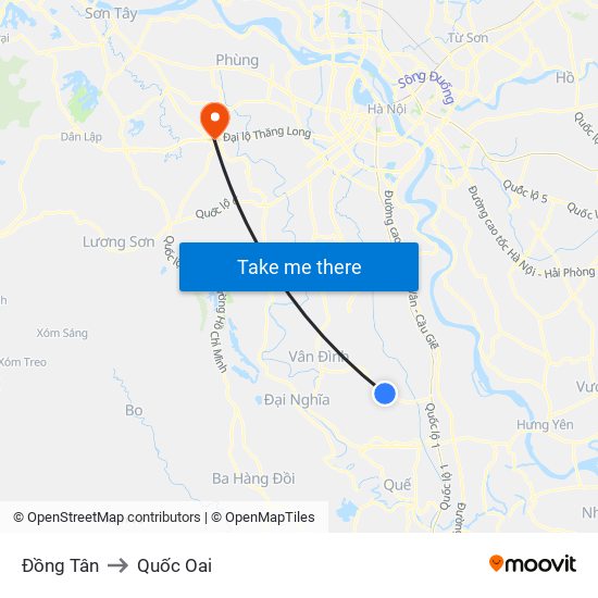 Đồng Tân to Quốc Oai map