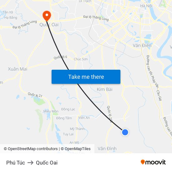 Phú Túc to Quốc Oai map