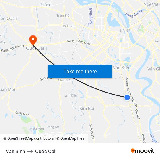 Văn Bình to Quốc Oai map