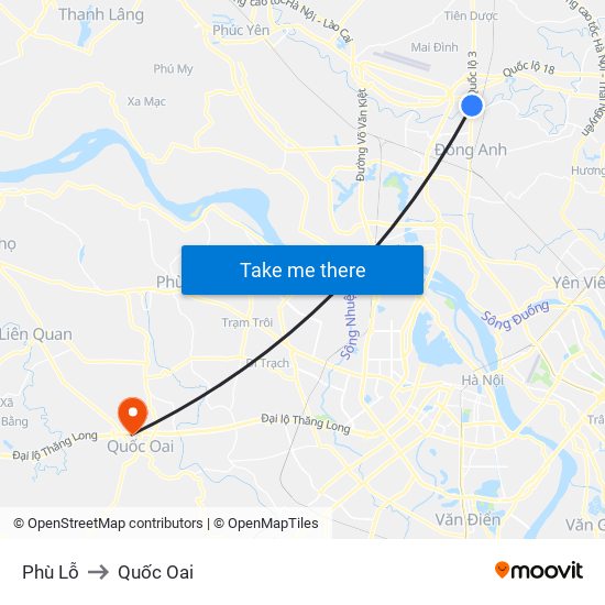 Phù Lỗ to Quốc Oai map