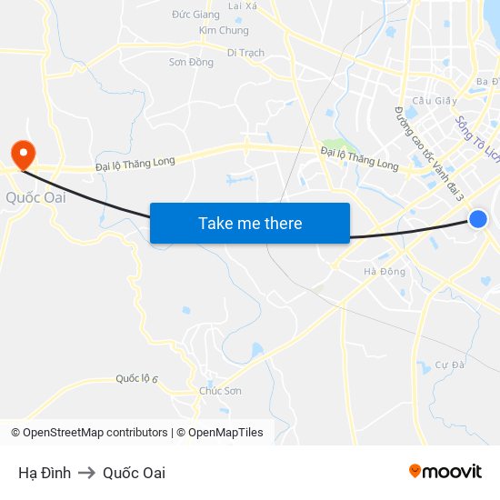 Hạ Đình to Quốc Oai map