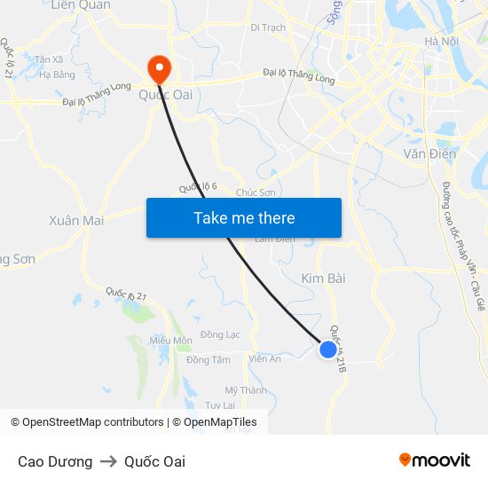 Cao Dương to Quốc Oai map