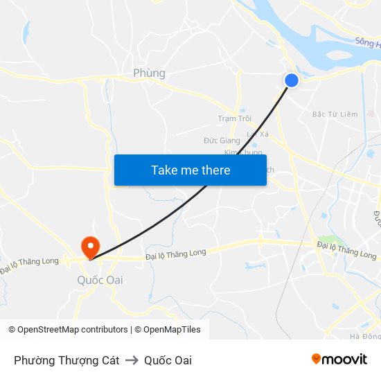 Phường Thượng Cát to Quốc Oai map